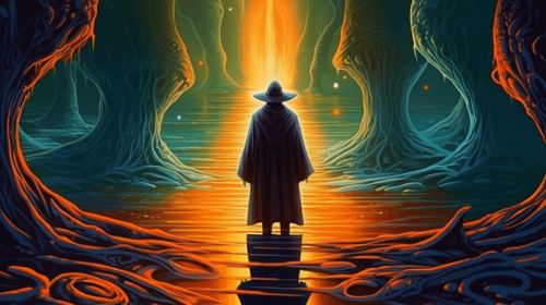 Grey_Fox_A_mysterious_traveler_clad_in_a_cloak_and_hat_at_the_e_f3231b11-8417-4924-ac4b-1b61931ea0b6