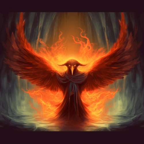 Grey_Fox_phoenix_wrapping_around_a_cloaked_man_with_a_hat_3e4ff6f9-eb75-4fc0-95ea-5cc5273d5e6a