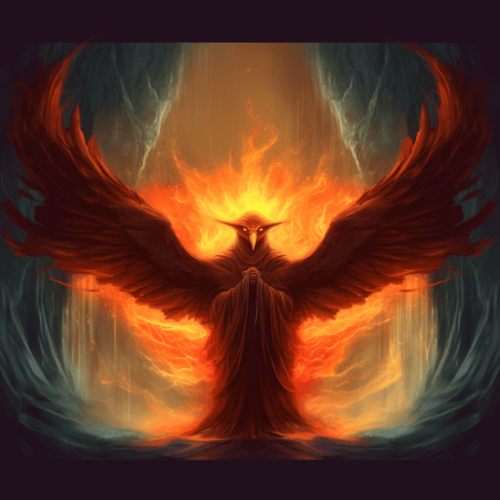 Grey_Fox_phoenix_wrapping_around_a_cloaked_man_with_a_hat_bcc70b12-e281-42ba-9659-369f7971fc88